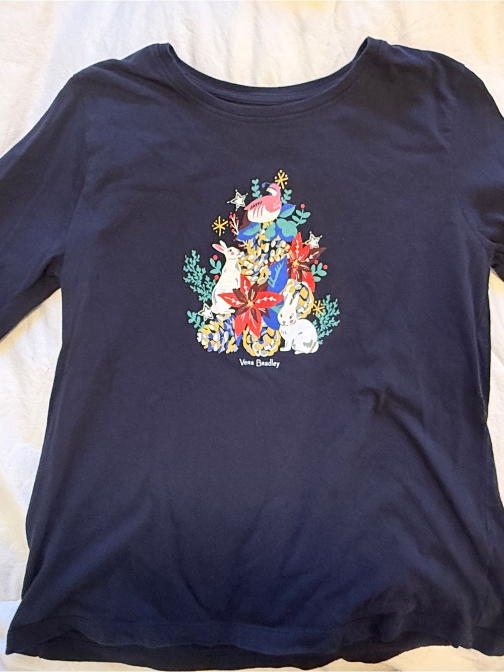 Fun Vera Bradley Navy Long-Sleeve Christmas Tee